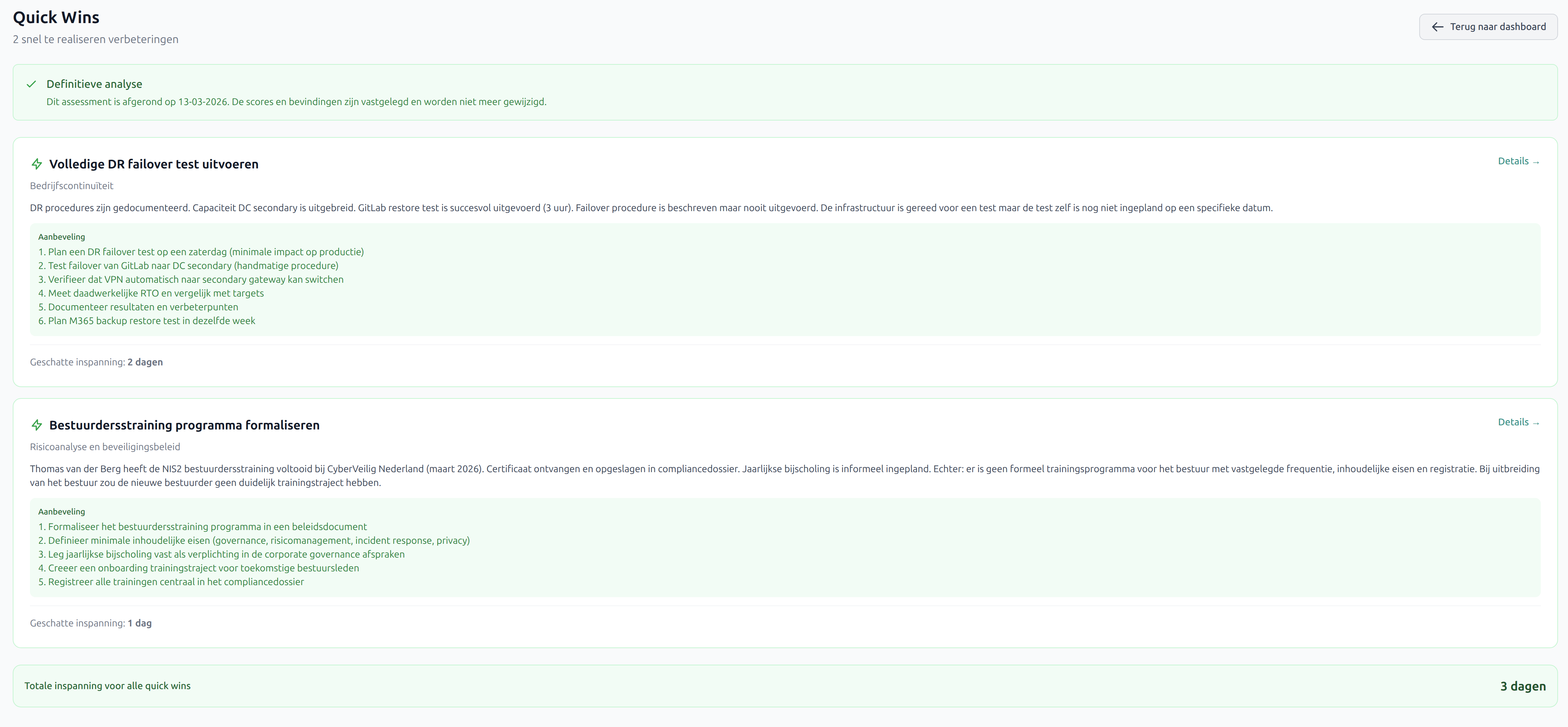 Quick wins overzicht